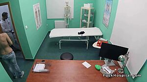 Doctor secretly films while hardcore fucking redhead nurse in hospital with blowjob and pov action at work. Reality hidden spy footage shows patient voyeur details.