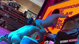threesome on stage with erotic group action in spanish style 2019