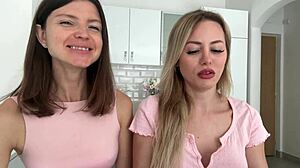 Gina Gerson and Maya Rose chatting on intimacy, feeling vulnerable as blonde brunette lovers in dirty talk interracial