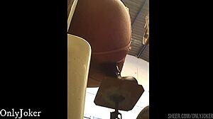 OH! SKINNY BRUNETTE'S NARROW ASS TAKES That UP-AND-DOWN SEX MACHINE Ride!