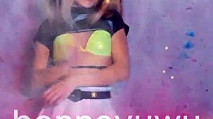 Watch Cute Petite Argentinian Bonneyuwu Dance in Pigtails and White Skirt!