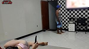 Chubby Novinha Surprises Boyfriend with Anal Assfucking in Bedroom After He Fixes Her TV