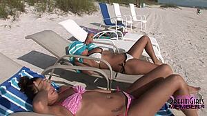beach hangout with two hot wild party girls