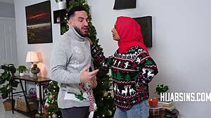 Hijab-Wearing Girlfriend Enjoys Virgin Christmas Sex With Boyfriend