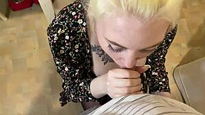 Russian Teen Blonde Skips Homework For Homemade Blowjob On Huge Cock