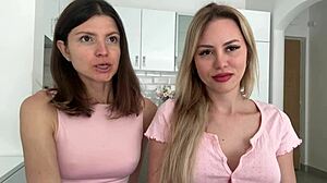 Gina Gerson and Maya Rose chatting on intimacy, feeling vulnerable as blonde brunette lovers in dirty talk interracial