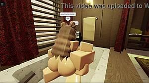 Brunette with Fat Ass Sucks and Fucks in Bathtub