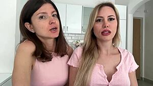 Gina Gerson and Maya Rose chatting on intimacy, feeling vulnerable as blonde brunette lovers in dirty talk interracial