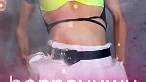 Watch Cute Petite Argentinian Bonneyuwu Dance in Pigtails and White Skirt!