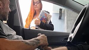Risky Public Masturbation On Street For Hot Redhead College Girl In Car Outdoor