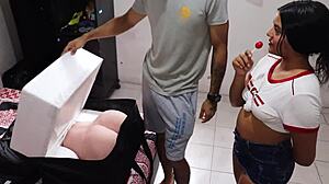 colombian roommate gives me tantaly sex doll to compare real vaginas