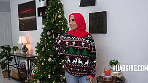 Hijab-Wearing Girlfriend Enjoys Virgin Christmas Sex With Boyfriend