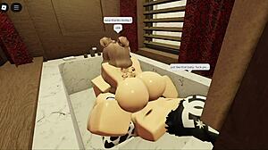 Brunette with Fat Ass Sucks and Fucks in Bathtub