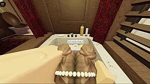 Brunette with Fat Ass Sucks and Fucks in Bathtub