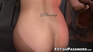 Blonde Alice Amore Bent Over for Bondage Pounding with Deepthroat and Doggystyle Action