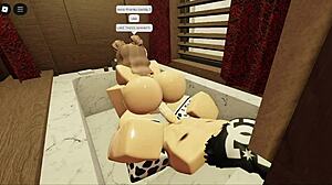 Brunette with Fat Ass Sucks and Fucks in Bathtub