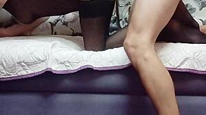 Amateur Wife in Stockings Gets Close-Up POV Doggystyle Assfucking with Gaping Holes and Torn Fabric