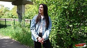 I spot fit slim teen 18+ viks angel on german streets for rough casting fuck pickup