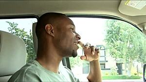 Stepmom gets picked up for hardcore interracial blowjob and fucking outdoors