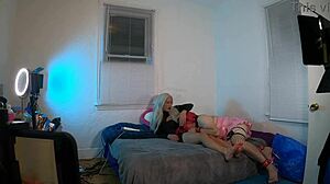 Ts kelsey masters deepthroats and rides huge shemale cock in homemade crossdressing video