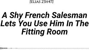 Shy French Salesman Pulled Into Changing Room For Romantic Oral And Riding Foreplay