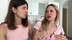 Gina Gerson and Maya Rose chatting on intimacy, feeling vulnerable as blonde brunette lovers in dirty talk interracial