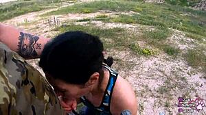 outdoor blowjob in the middle of nowhere with a girl next door vibe