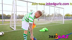 inked gurlz story follows inked soccer teen 18+ getting big cock blowjob and double pov fuck from coach with tattoos