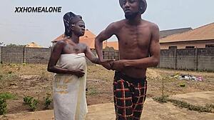 Young wife Alice blackmailed by brother-in-law into oiled ebony assfucking blowjob doggystyle outdoor sex!