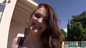 Chloe Taylor experiences intimate outdoor POV pussy action with experienced redhead babe