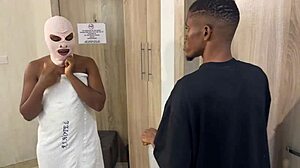 Sexy ebony fucked hard by hotel service with anal rimming buttplug screams