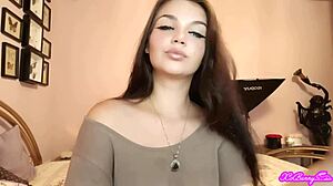 Brunette Latina Bunny With Blue Eyes Smokes Seductively