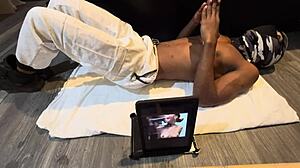 Exotic Black Muscular Lady From California Keeps Abs Tight And Skinny Body Fit In College Workout