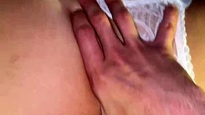 Skinny Girlfriend Rides Cowgirl With Finger In Ass
