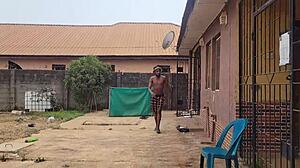 Young wife Alice blackmailed by brother-in-law into oiled ebony assfucking blowjob doggystyle outdoor sex!