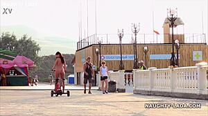 I ride naked in public for some outdoor nudity fun.