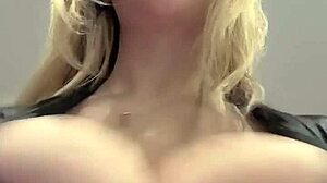 Big natural tits burst from elastic leather