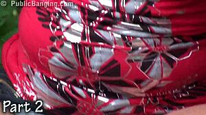 Pretty brunette joins public sex orgy with cock fucking and group action outdoors in part 2