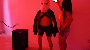 Halloween kicks off wild with bent over doggystyle fucking of big rabbit in lingerie at nightclub! Brunette latina roommate dominates in rough exhibitionist homemade flashing session.