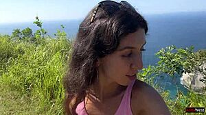 Crazy Cumwalk on Beach with Facial and Swallow in Public