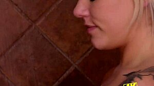 Blonde Model Takes Steamy Shower Before Daddy's Intense Anal Casting on Sofa