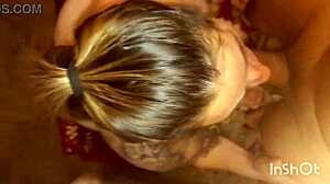 Blonde goddess deepthroats big cock before intense anal creampie with interracial girlfriend screaming