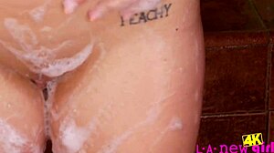 Blonde Model Takes Steamy Shower Before Daddy's Intense Anal Casting on Sofa