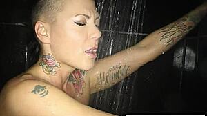 brunette babe jezebelle enjoys a relaxing shower session