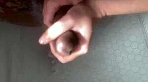 Horny college white girl worships huge BBC in shower with handjob and cumshot. She takes anal assfucking as Asian teen babe while mother-in-law watches like a cuckold wife.