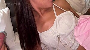 Married brazilian wife offers anal creampie and pussy fisting in interracial group orgy with husband watching bareback dp action.