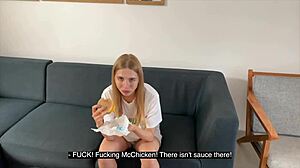 Rent can be free if this cute blonde teen keeps sucking my cock