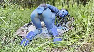 Avatar Monika Fox uses big dildo for hard anal and pussy fuck with squirting in nature outdoors