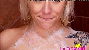 Blonde Model Takes Steamy Shower Before Daddy's Intense Anal Casting on Sofa