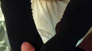 Foot Fetish Session With Socks Stroking Chubby Naked Cock Until Climax